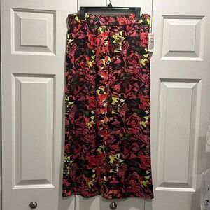 NWT Open Edit Pink Floral Maxi Skirt, Size Large